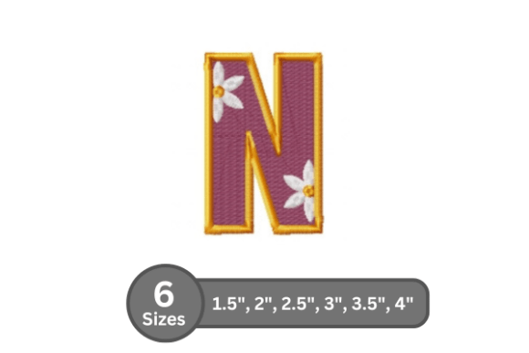Daisy Joy Alphabet - N: Stylish Embroidery Design