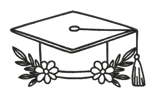 Floral Grad Cap: Elegant Embroidery Design